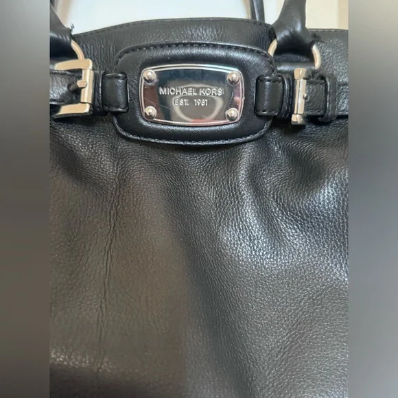 Michael Kors Black and Silver Satchel with Classic Design